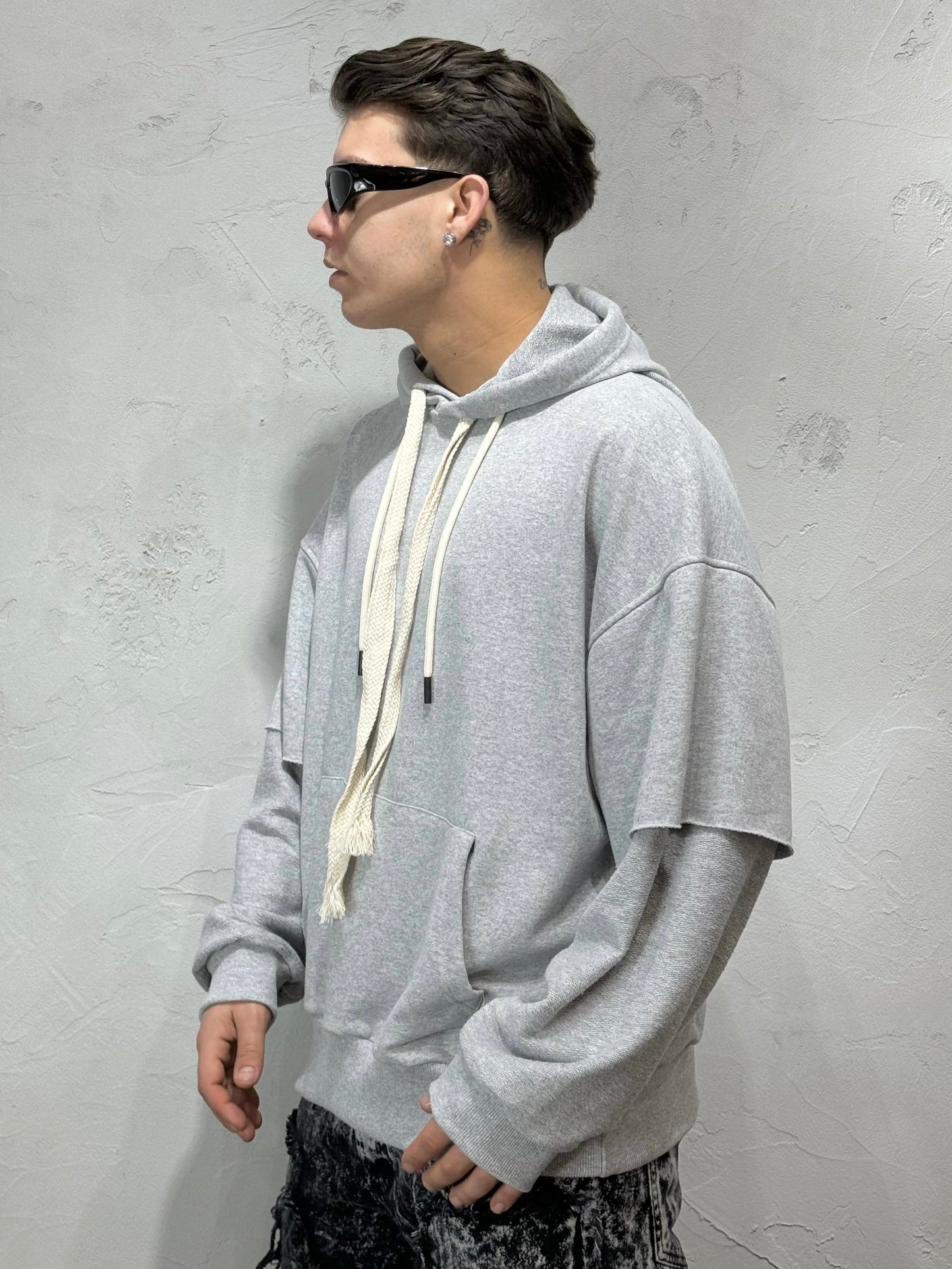 CROP FIT HOODIE DOUBLED BY CNTC GRAY