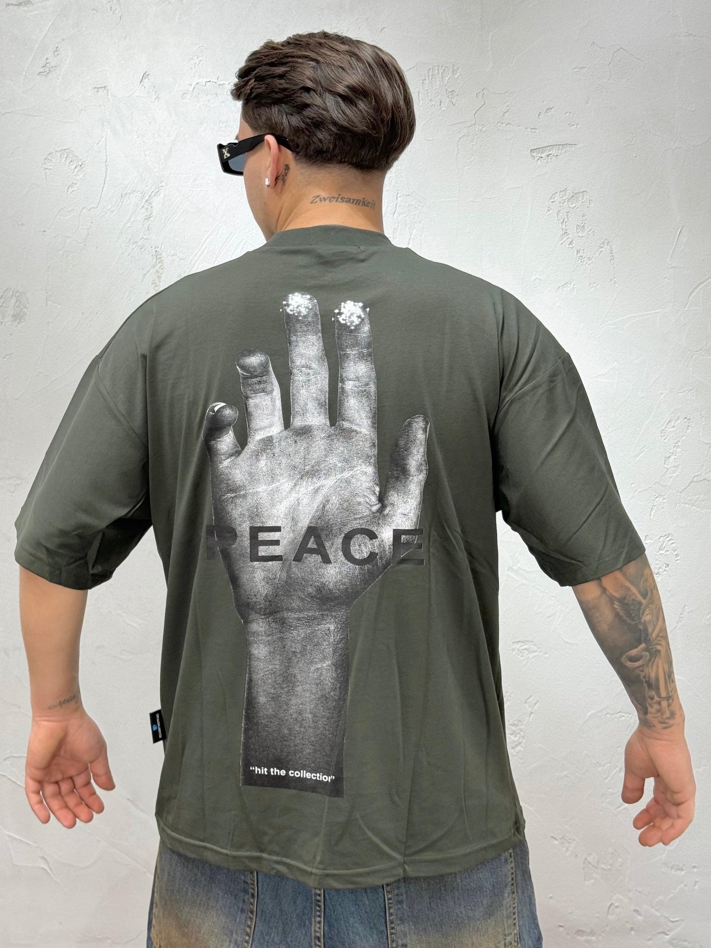 T-SHIRT PEACE VERDE MILITARE