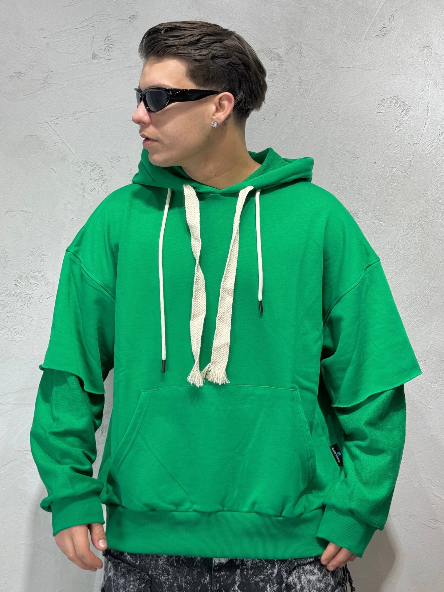 CROP FIT HOODIE DOUBLED BY CNTC GREEN