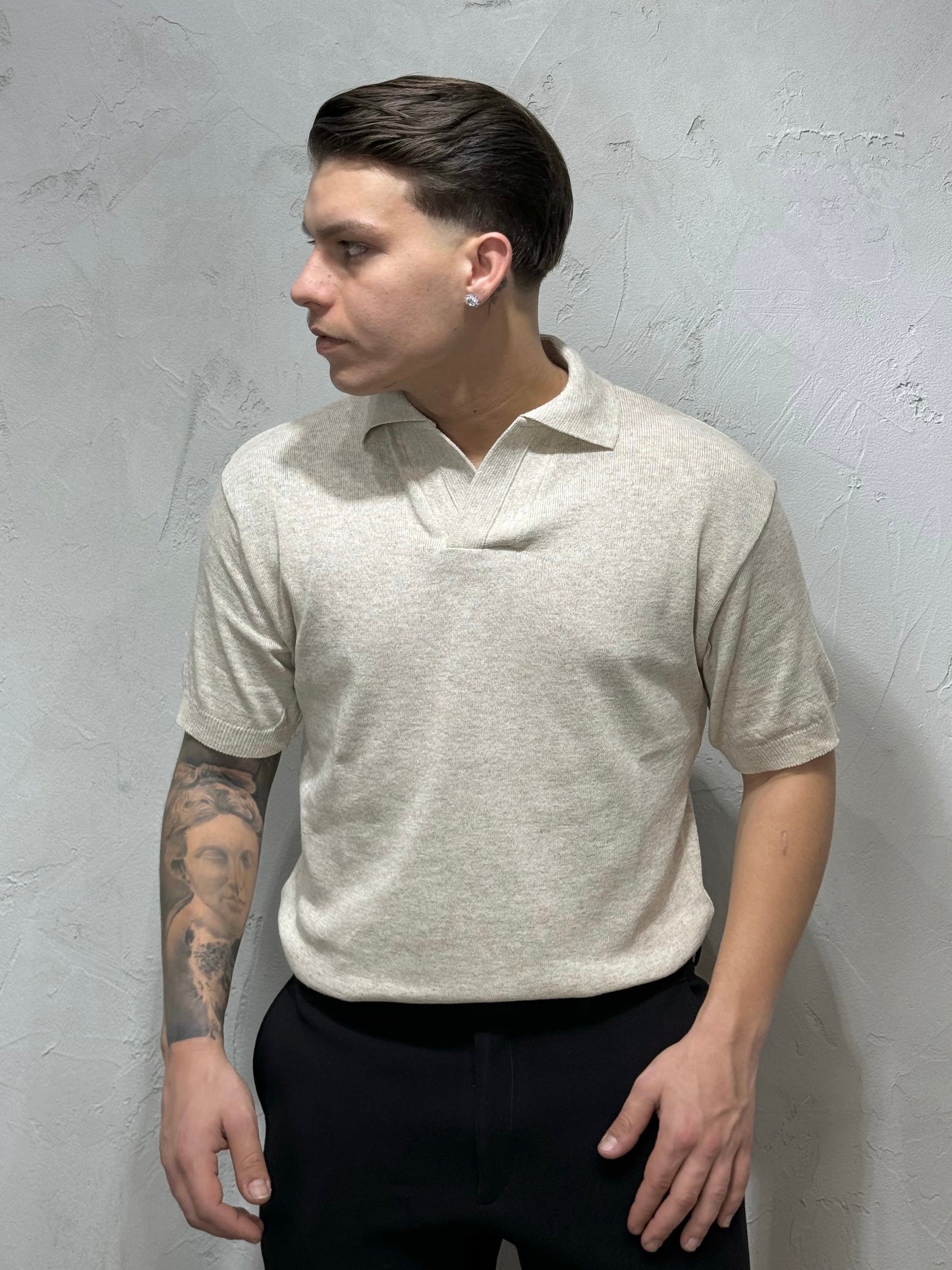 ELEGANT IVORY THREAD POLO SHIRT BY CNTC