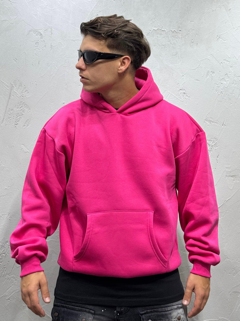 FELPA CON CAPPUCCIO BOXY FIT FUCSIA