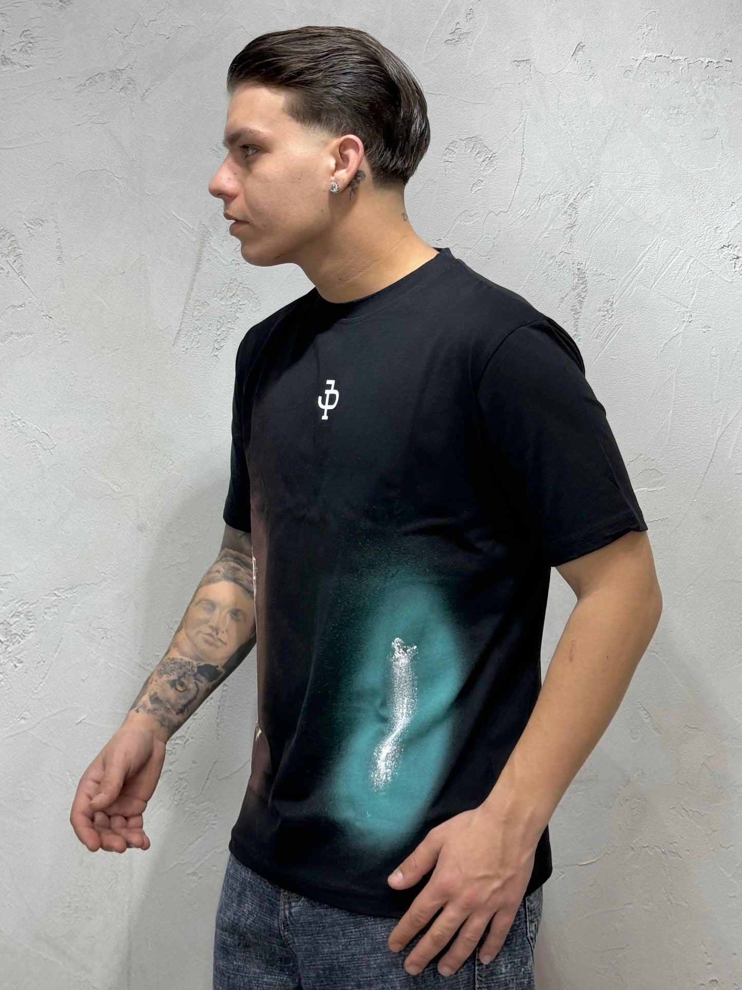 JPNS PAINTED BLACK T-SHIRT