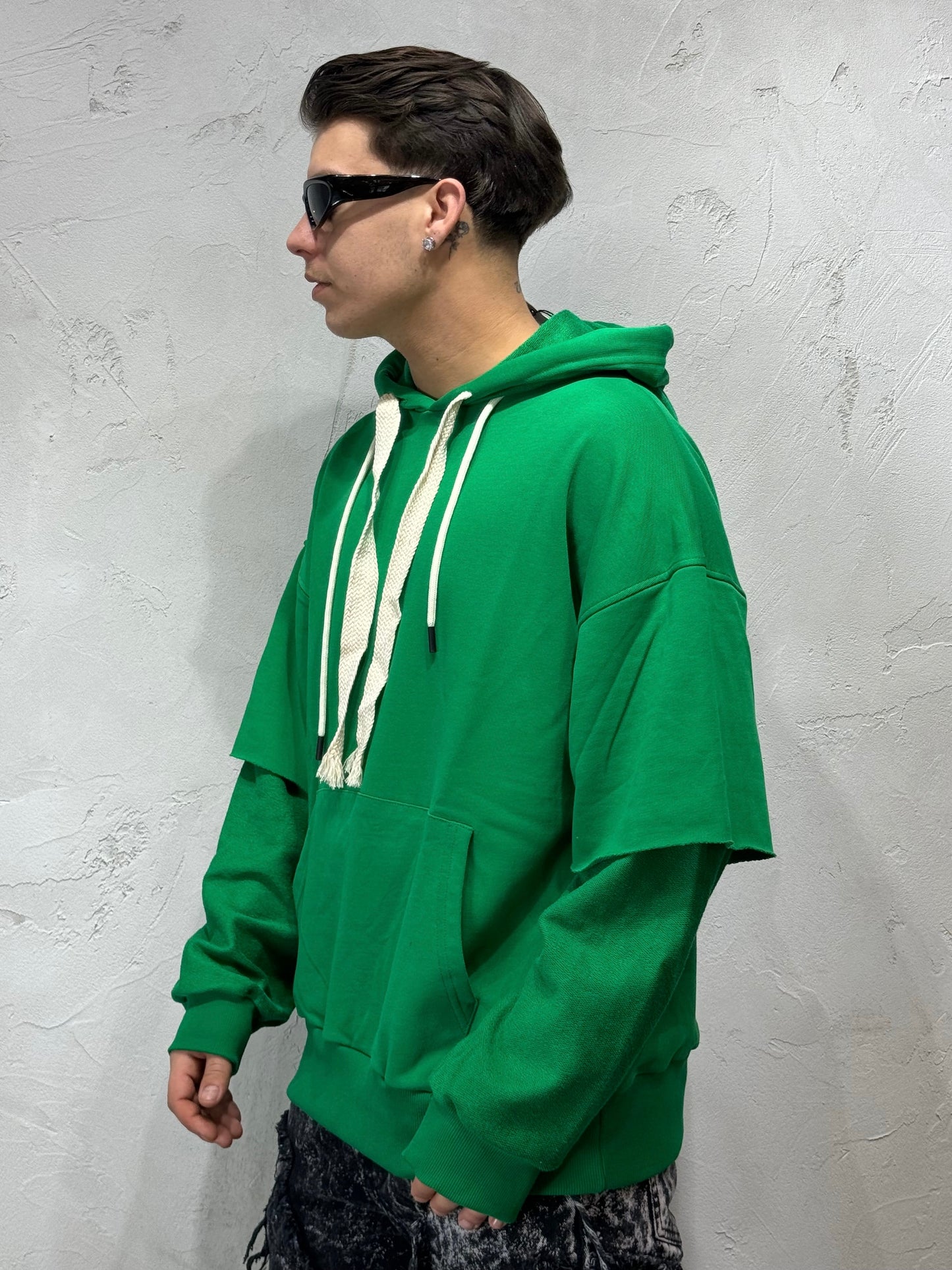 CROP FIT HOODIE DOUBLED BY CNTC GREEN