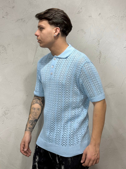 POLO PERFORATED BY CNTC LIGHT BLUE