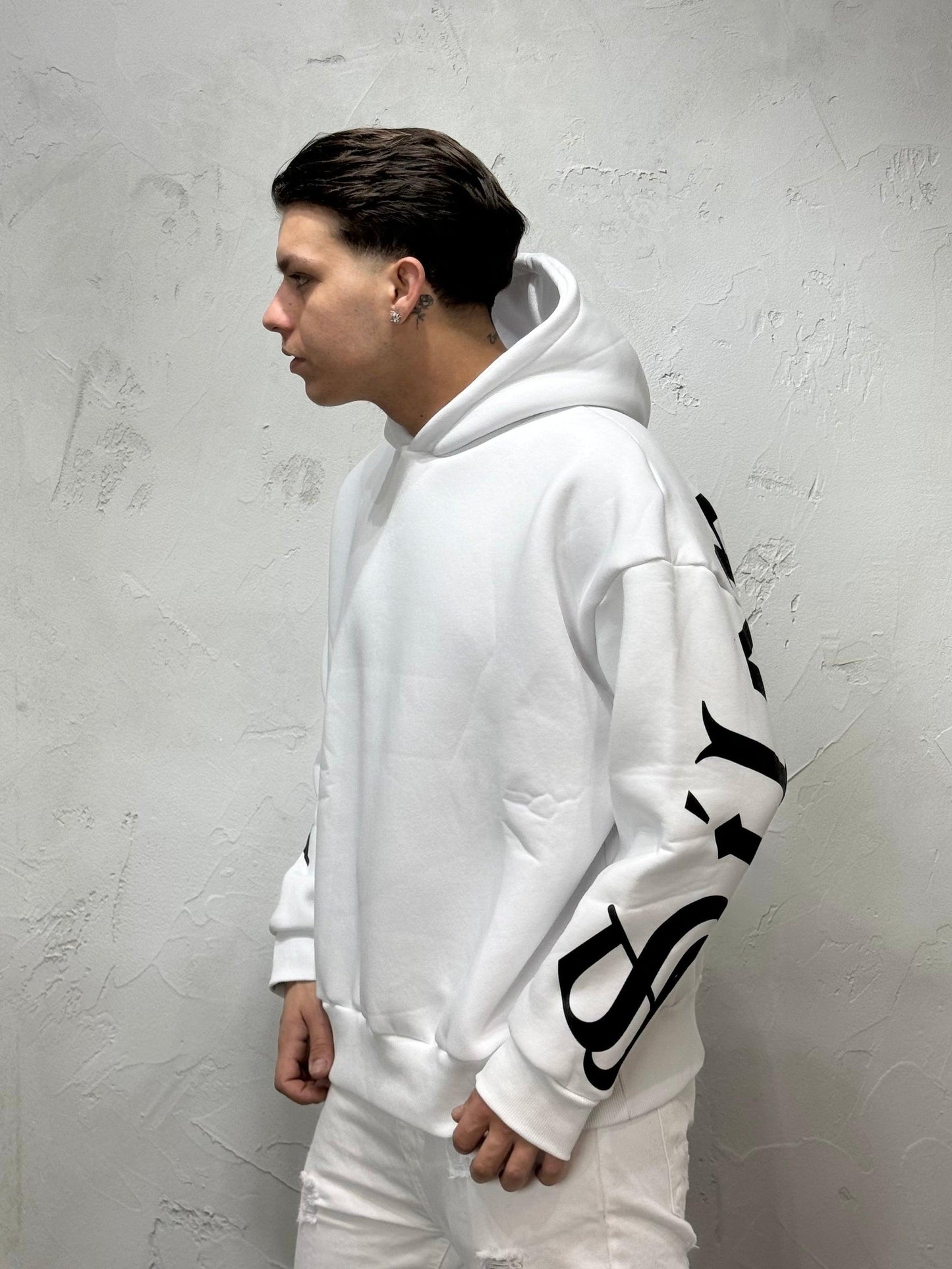 HOODIE BOXY FIT GEARS WHITE