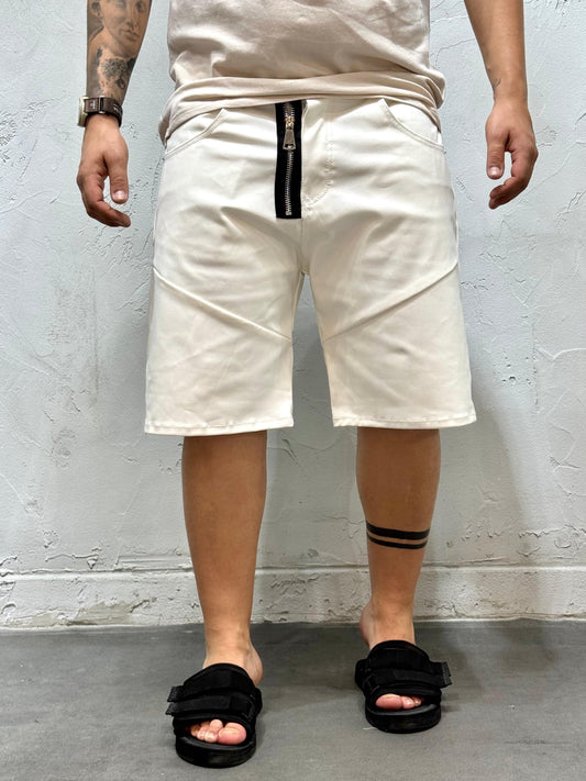 SHORT ZIPPED SPALMATO WHITE