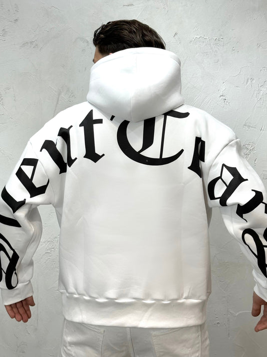 HOODIE BOXY FIT GEARS WHITE